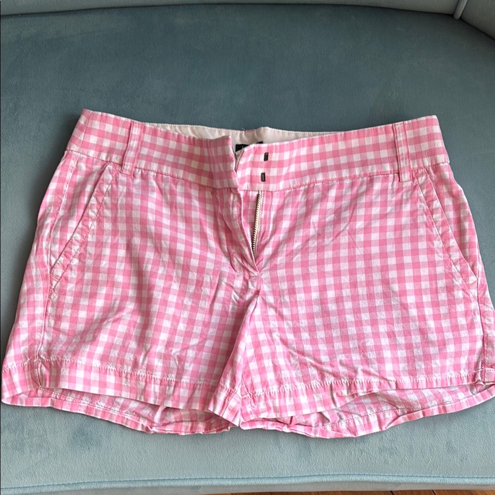 J. Crew Pink Bermuda Shorts with Gingham Pattern
